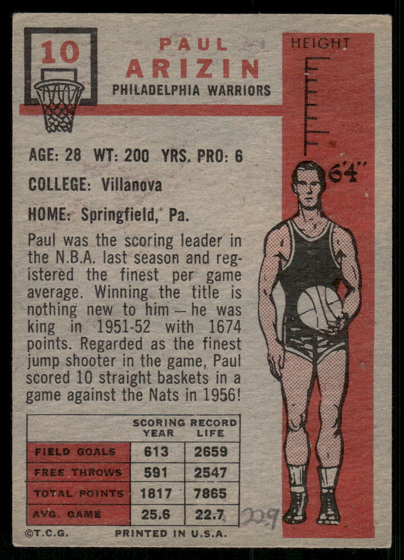 1951 Topps Paul Arizin #10