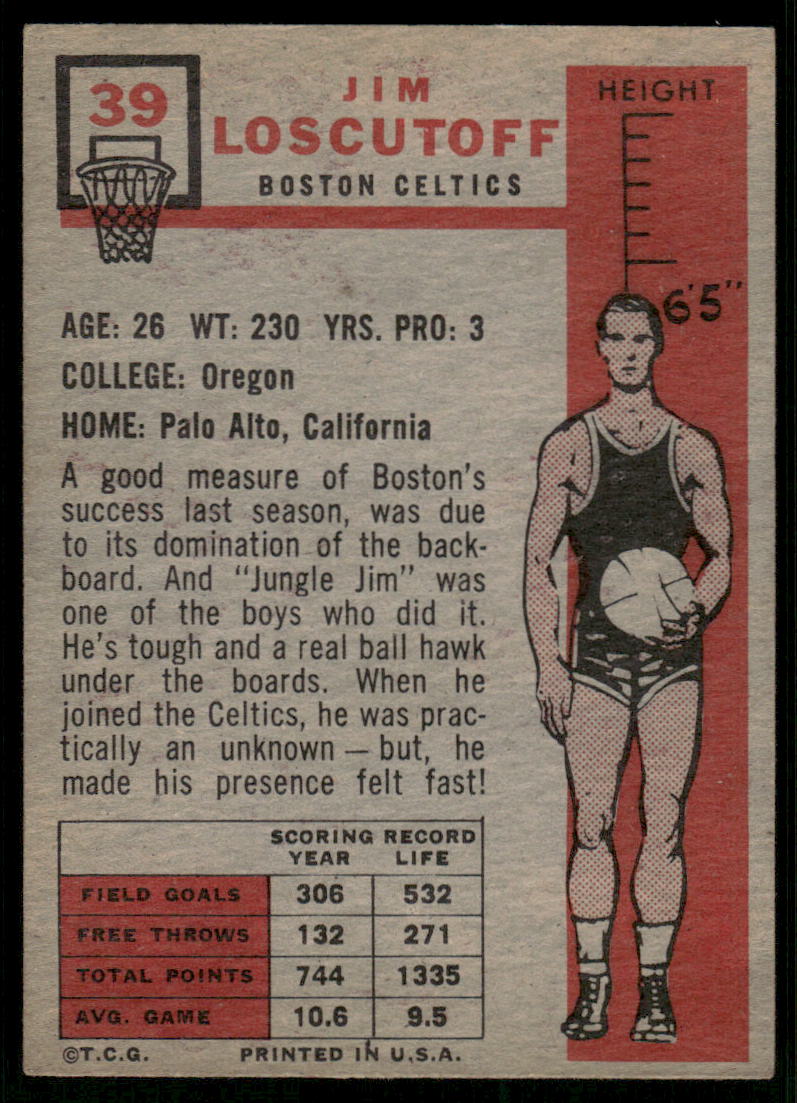 1957 Topps Jim Loscutoff #39