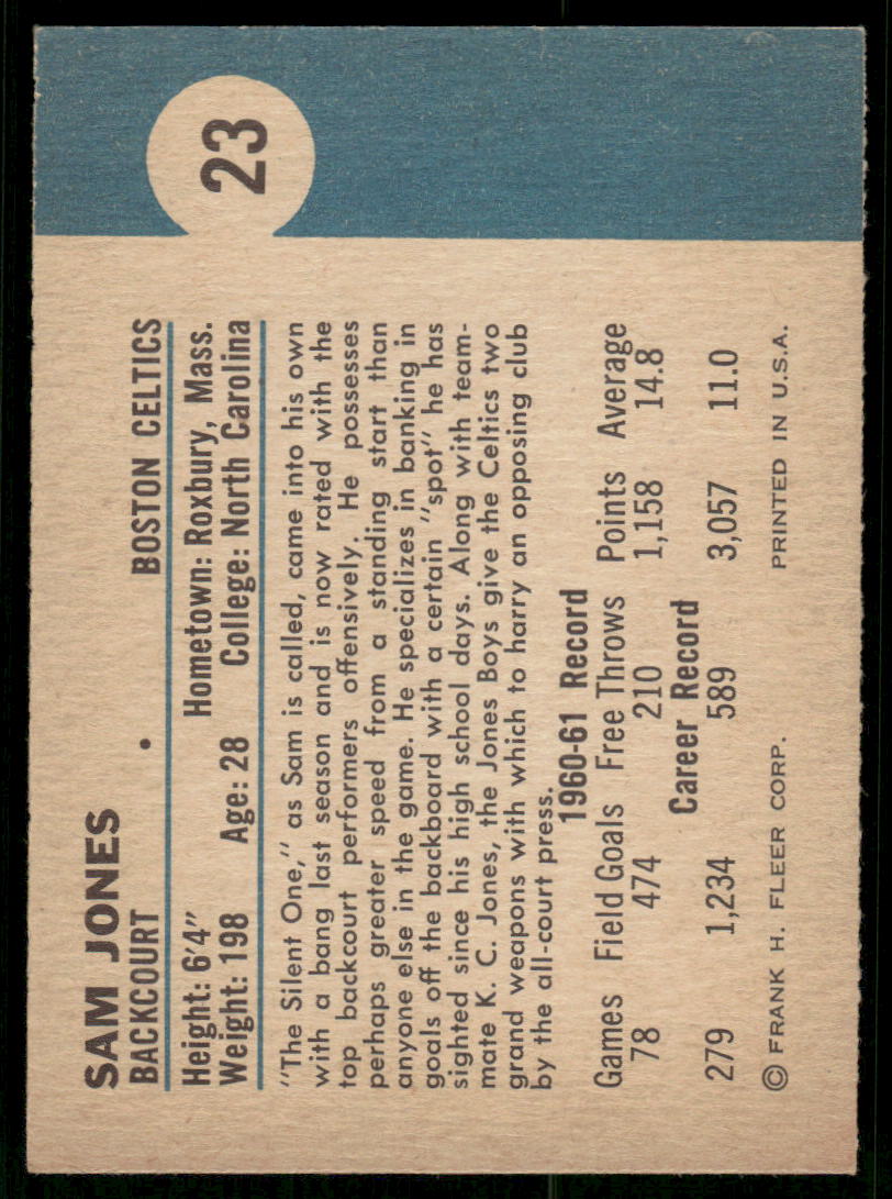 1961 Fleer Sam Jones #23