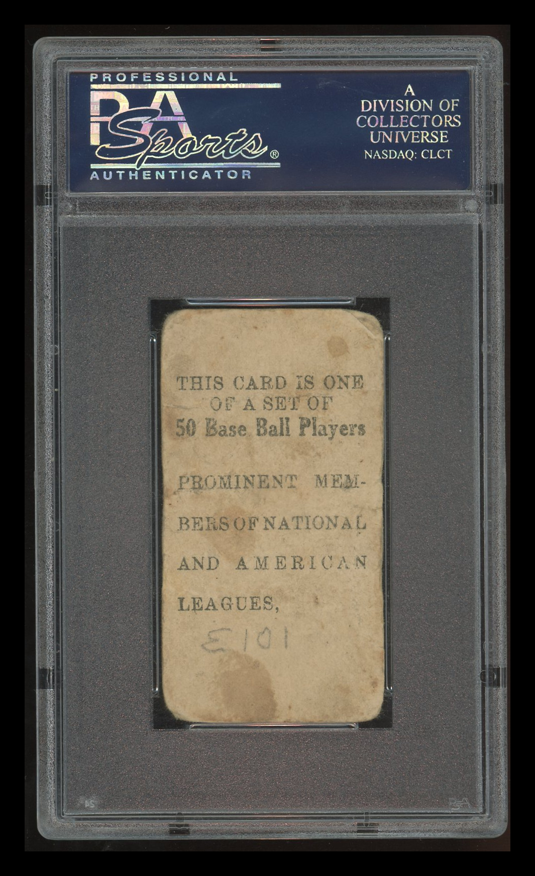 1909 E101 'set Of 50' Dots Miller Batting MK PSA 1