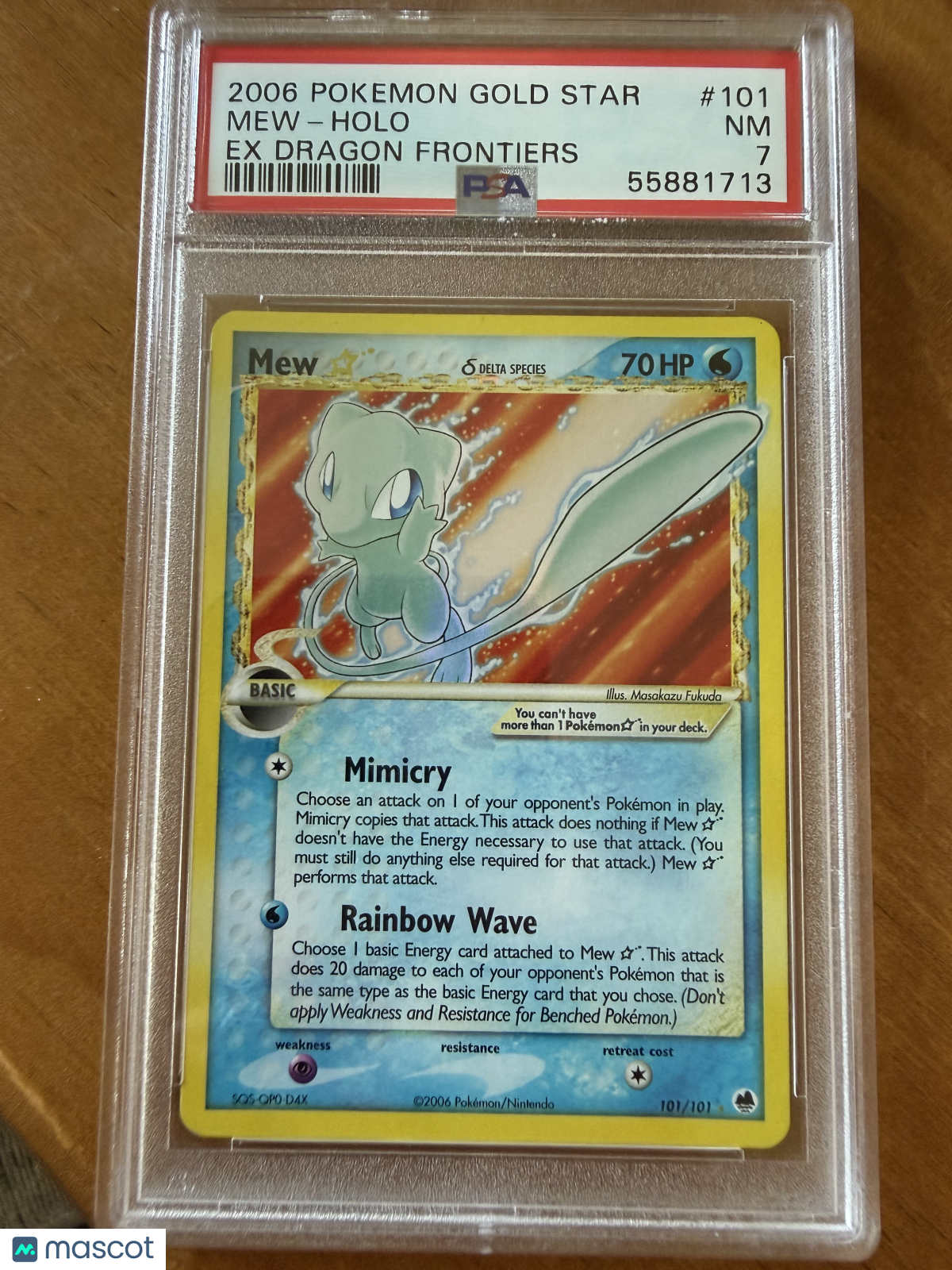 2006 Pokemon EX Dragon Frontiers Mew Gold Star Holo PSA 7 #101