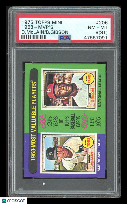 1975 Topps Mini 1968-Mvp's #206 D. Mclain B. Gibson ST PSA 8