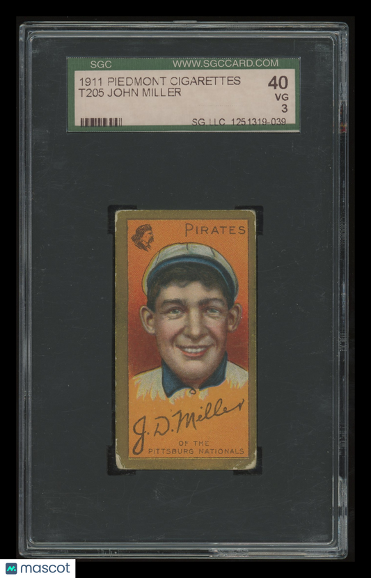 1911 Piedmont Cigarettes (T205) John Miller SGC 3