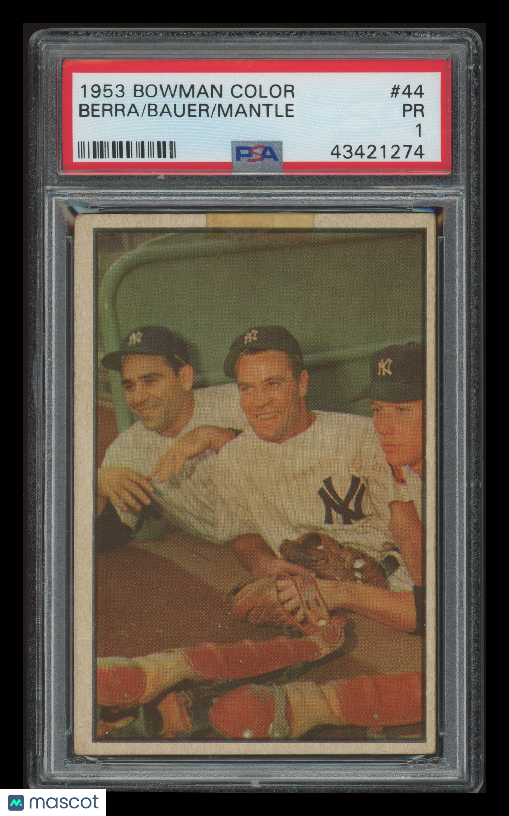 1953 Bowman Color Mantle Bauer Berra #44 PSA 1