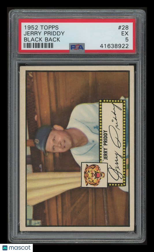 1952 Topps Jerry Priddy #28 Black Back PSA 5