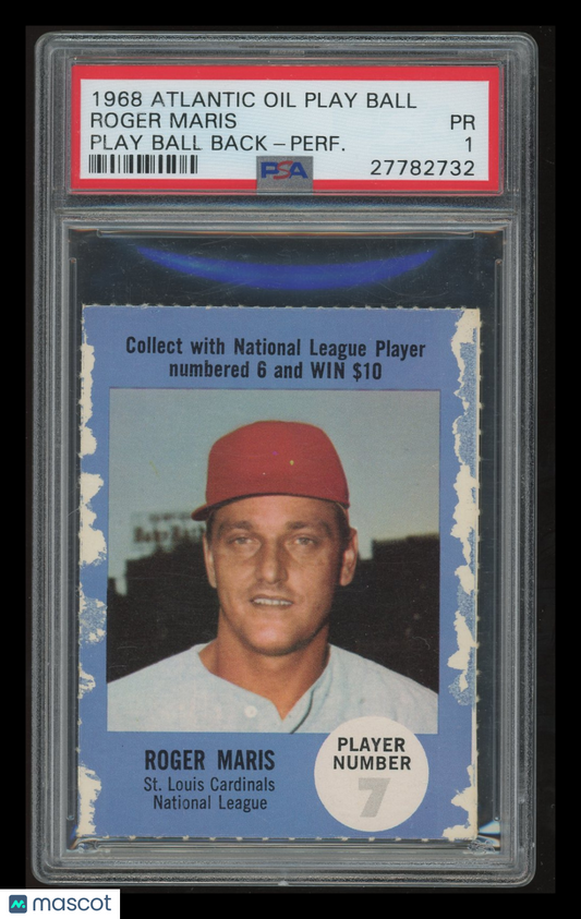 1968 Atlantic Oil Play Ball Game-Perforated Roger Maris Back Perf. PSA 1