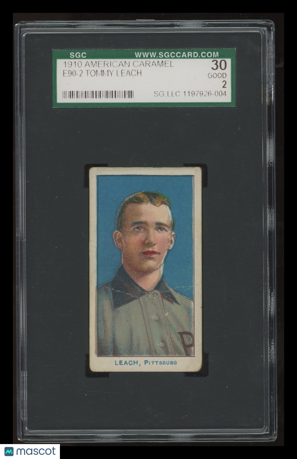 1910 American Caramel Co. (E90-2) Tommy Leach SGC 2