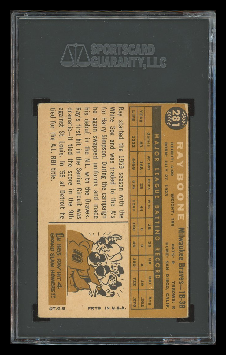 1960 Topps Ray Boone #281 SGC 4