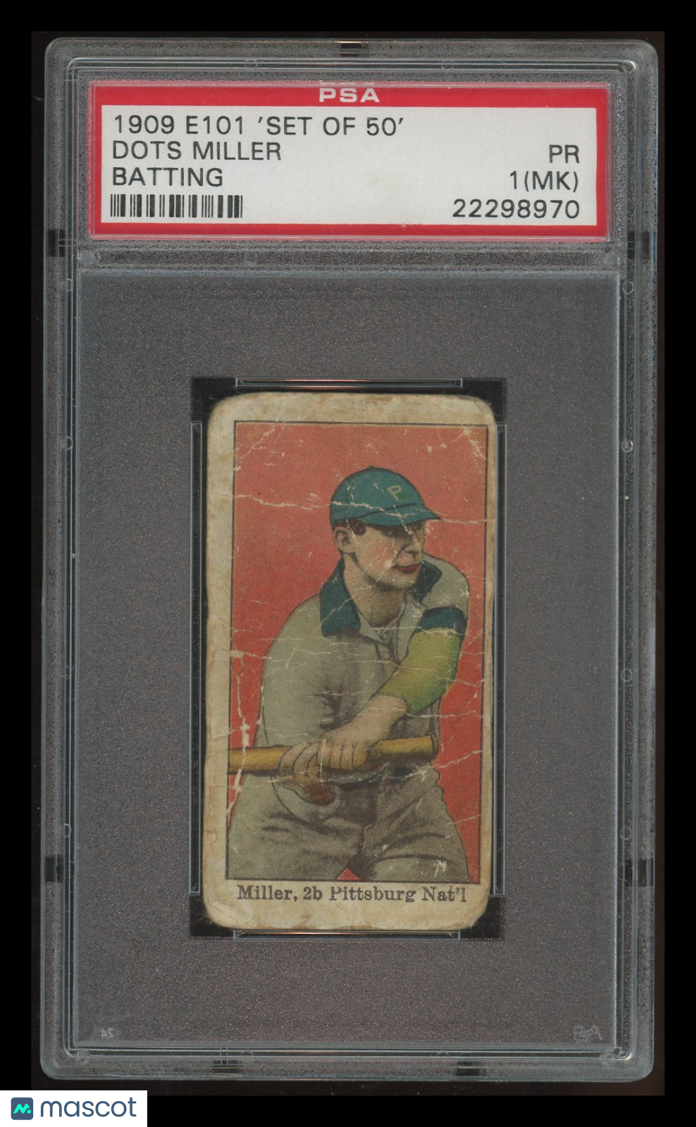 1909 E101 'set Of 50' Dots Miller Batting MK PSA 1