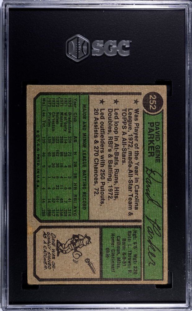 1974 Topps Dave Parker #252 SGC 3