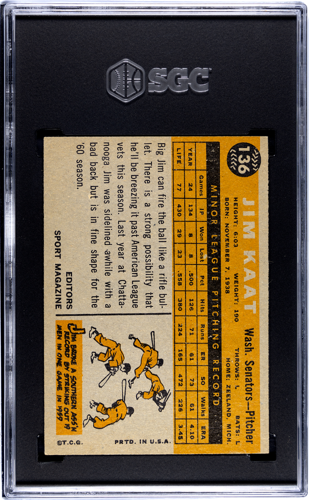 1960 Topps Jim Kaat #136 SGC 4.5
