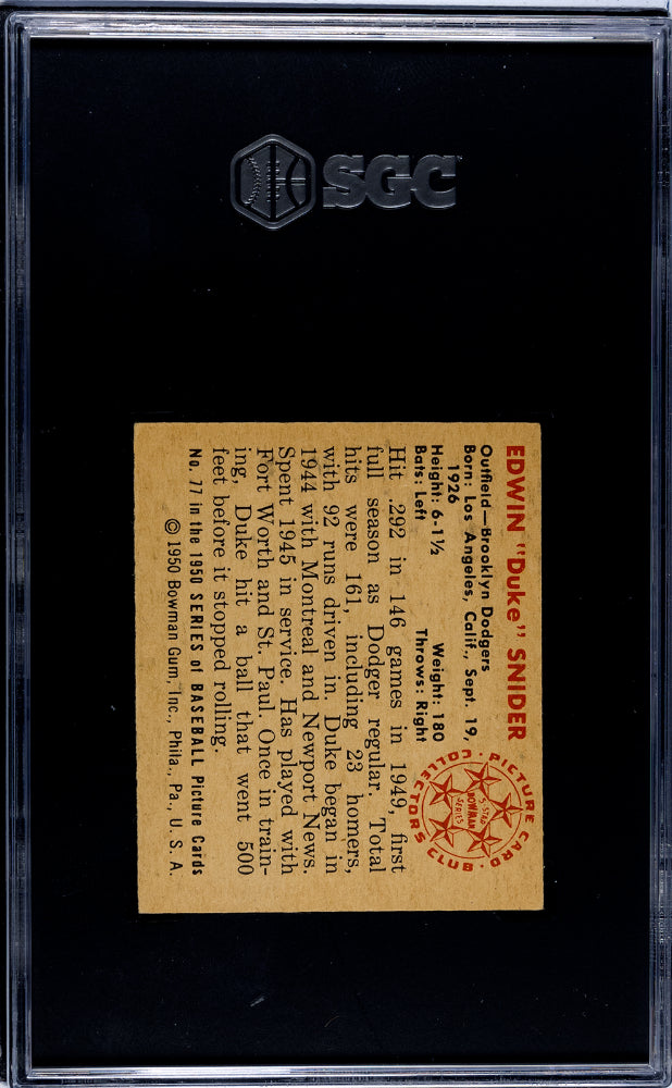 1950 Bowman Duke Snider #77 SGC 2.5