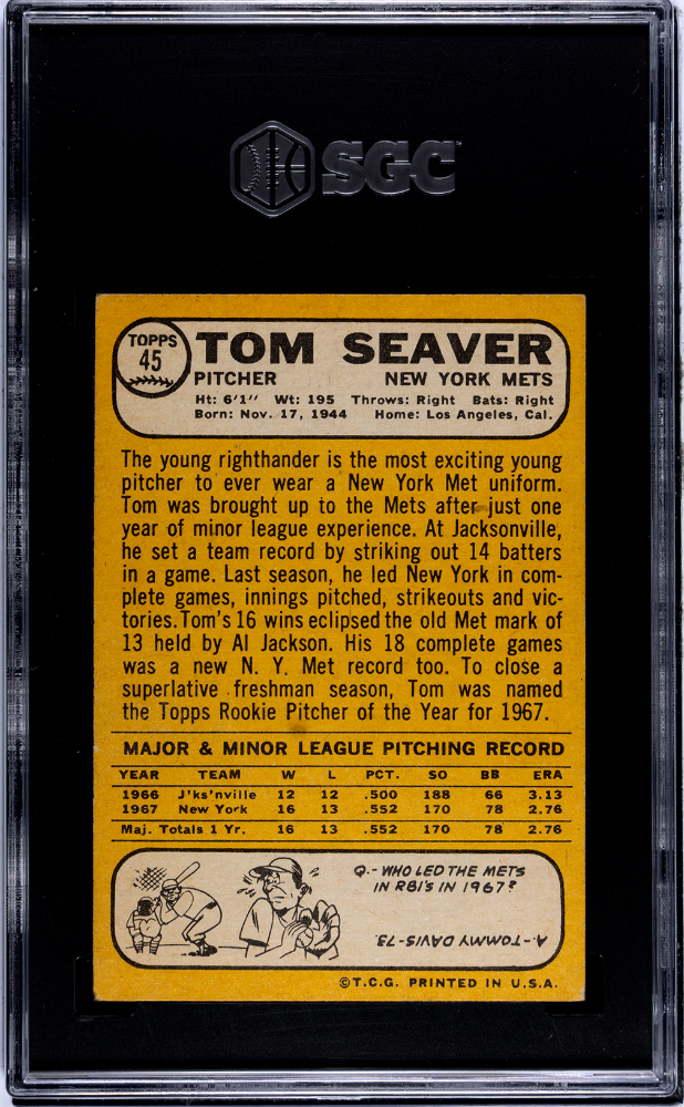 1968 Topps Tom Seaver #45 SGC 3