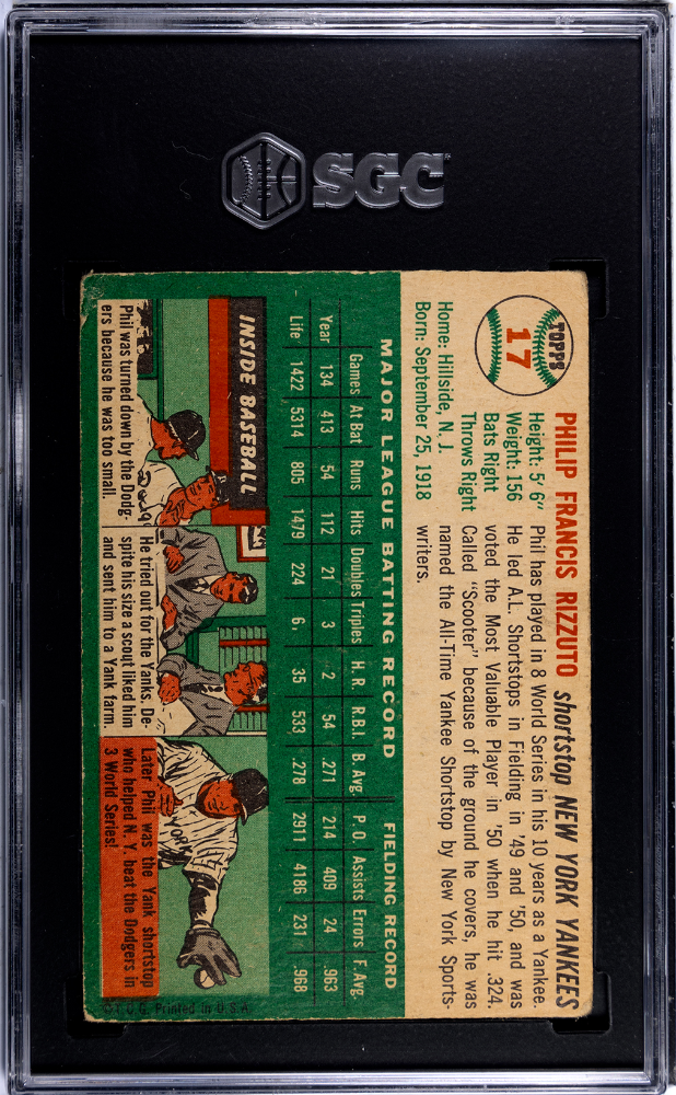 1954 Topps Phil Rizzuto #17 SGC 3