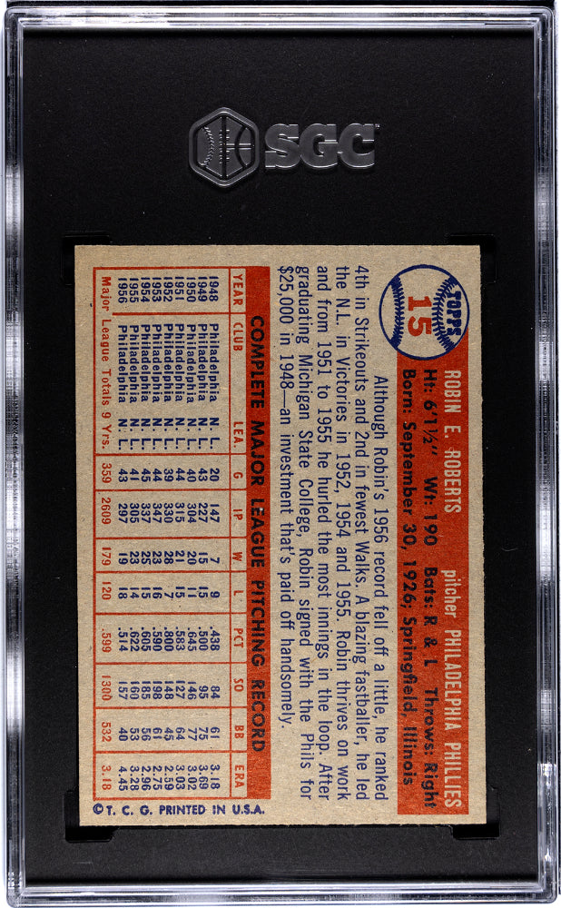 1957 Topps Robin Roberts #15 SGC 6