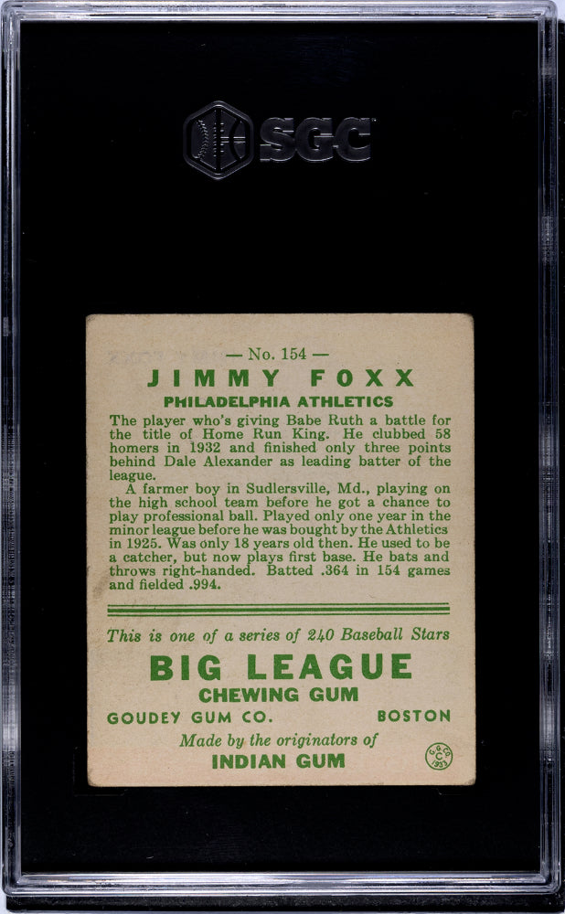 1933 Goudey Jimmy Foxx #154 SGC 3