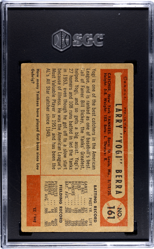 1954 Bowman Yogi Berra #161 SGC 1