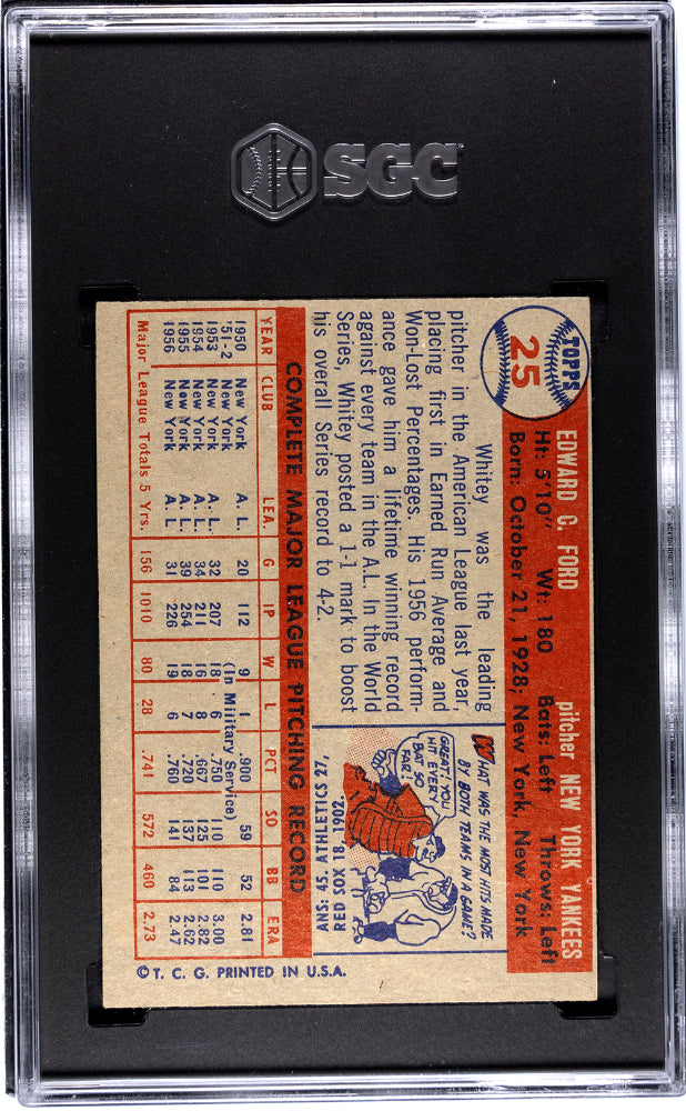 1957 Topps Whitey Ford #25 SGC 4