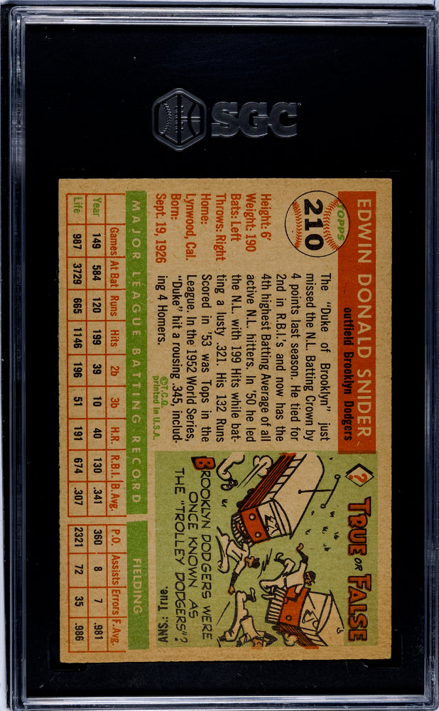 1955 Topps Duke Snider #210 SGC 3.5