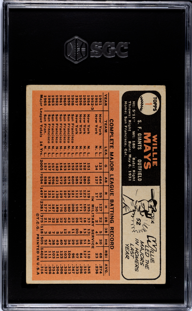 1966 Topps Willie Mays #1 SGC 3