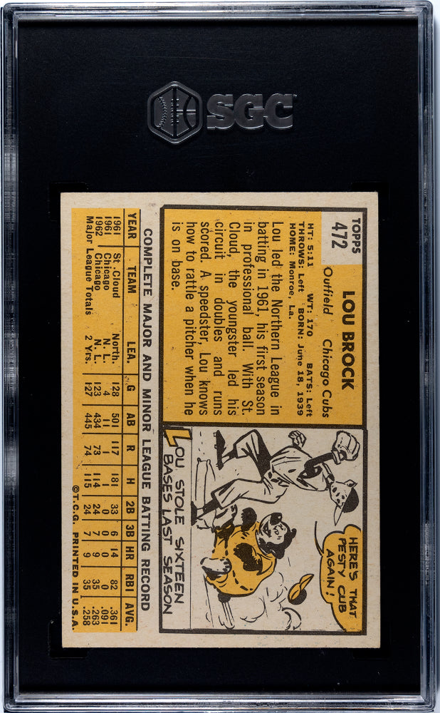 1963 Topps Lou Brock #472 SGC 6.5