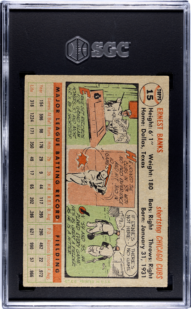1956 Topps Ernie Banks #15 Gray Back SGC 3.5