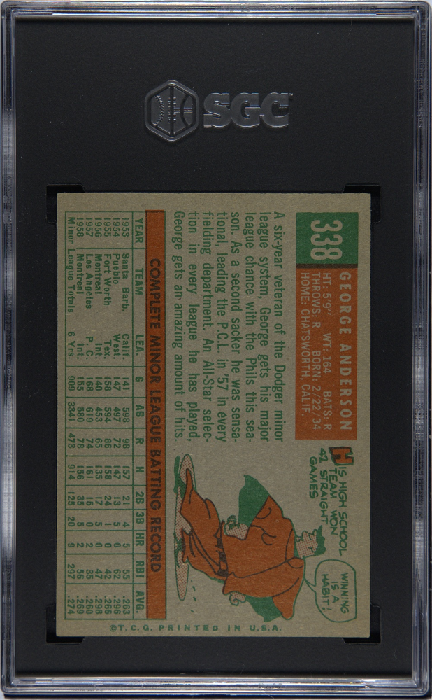 1959 Topps George Anderson #338 SGC 5.5
