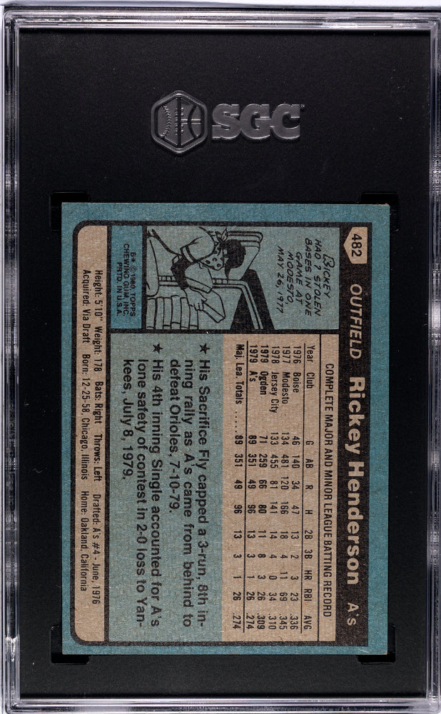 1980 Topps Rickey Henderson #482 SGC 7