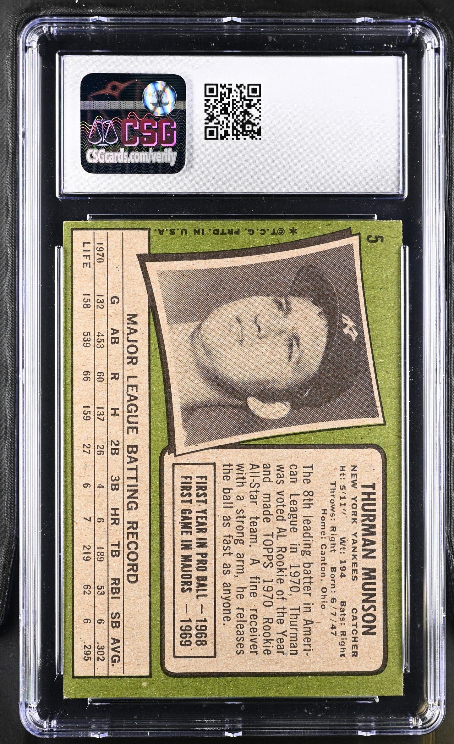 1971 Topps Thurman Munson #5 CGC 4