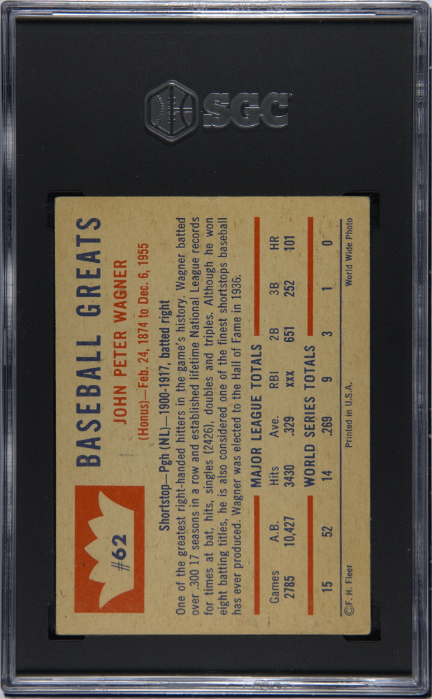 1960 Fleer Honus Wagner #62 SGC 3