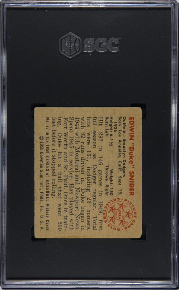 1950 Bowman Duke Snider #77 SGC 2