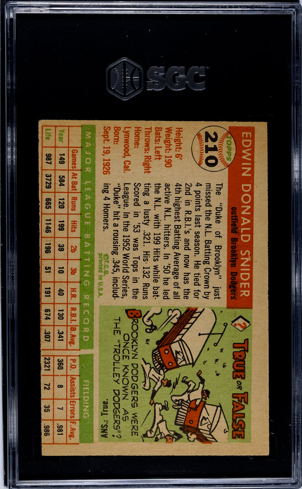 1955 Topps Duke Snider #210 SGC 2