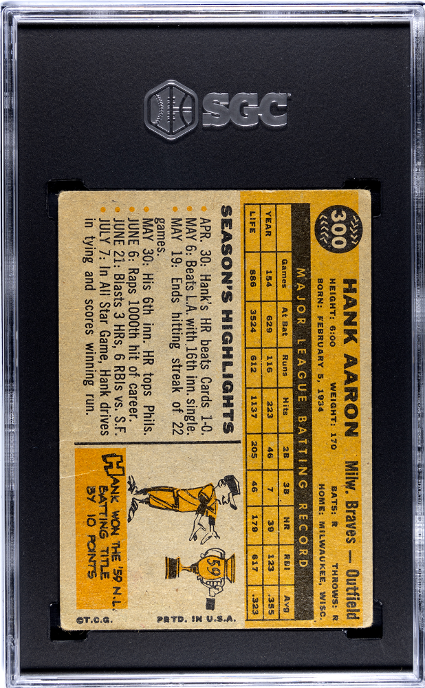 1960 Topps Hank Aaron #300 SGC 3