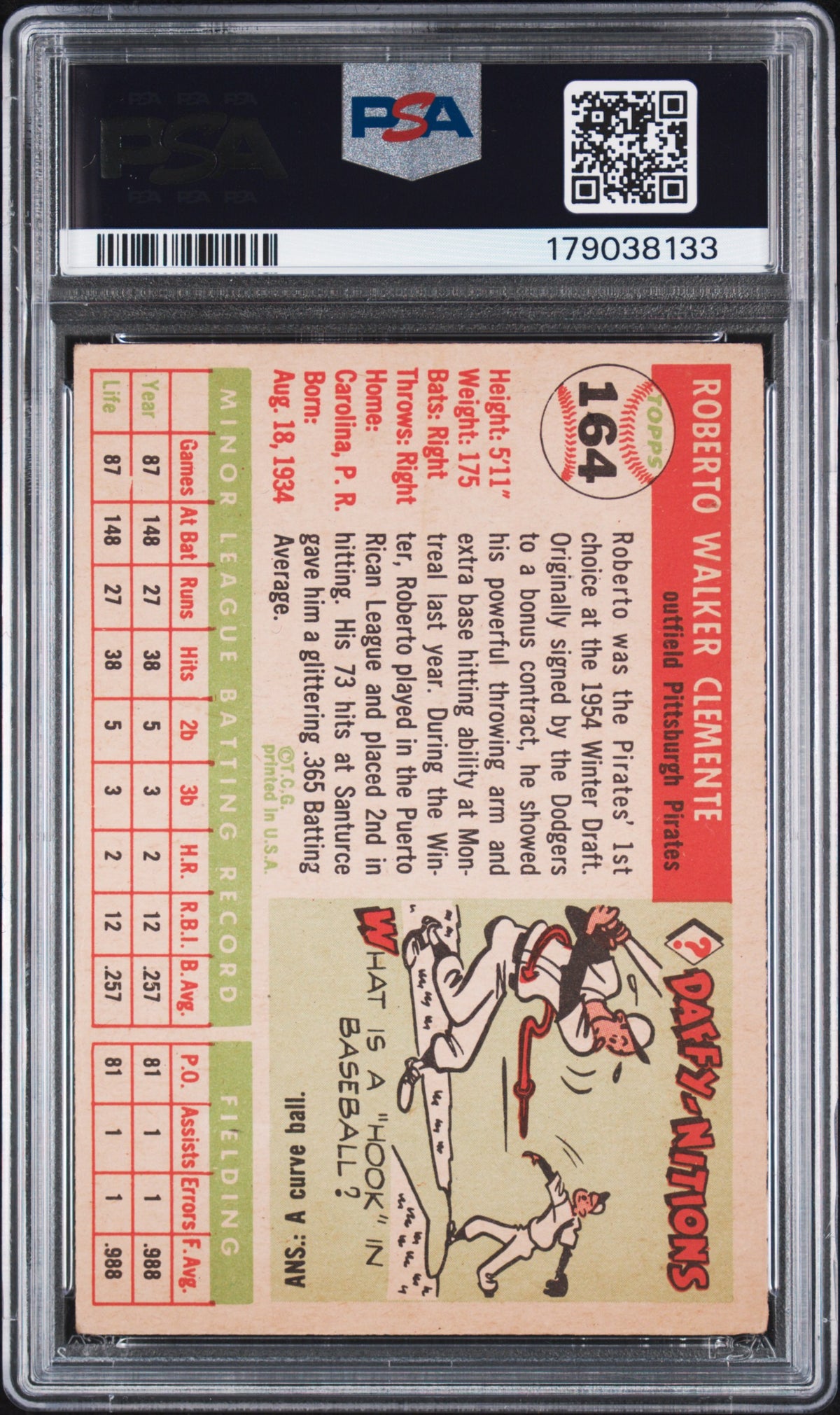 1955 Topps Roberto Clemente #164 PSA 3