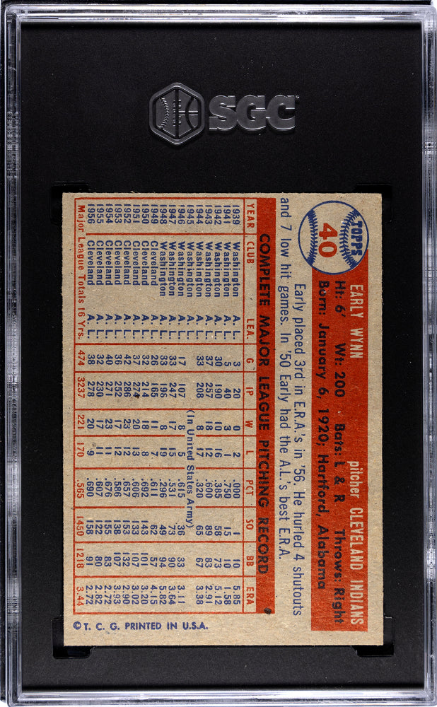 1957 Topps Early Wynn #40 SGC 4