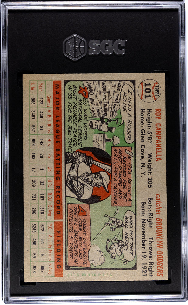 1956 Topps Roy Campanella #101 Gray Back SGC 5.5