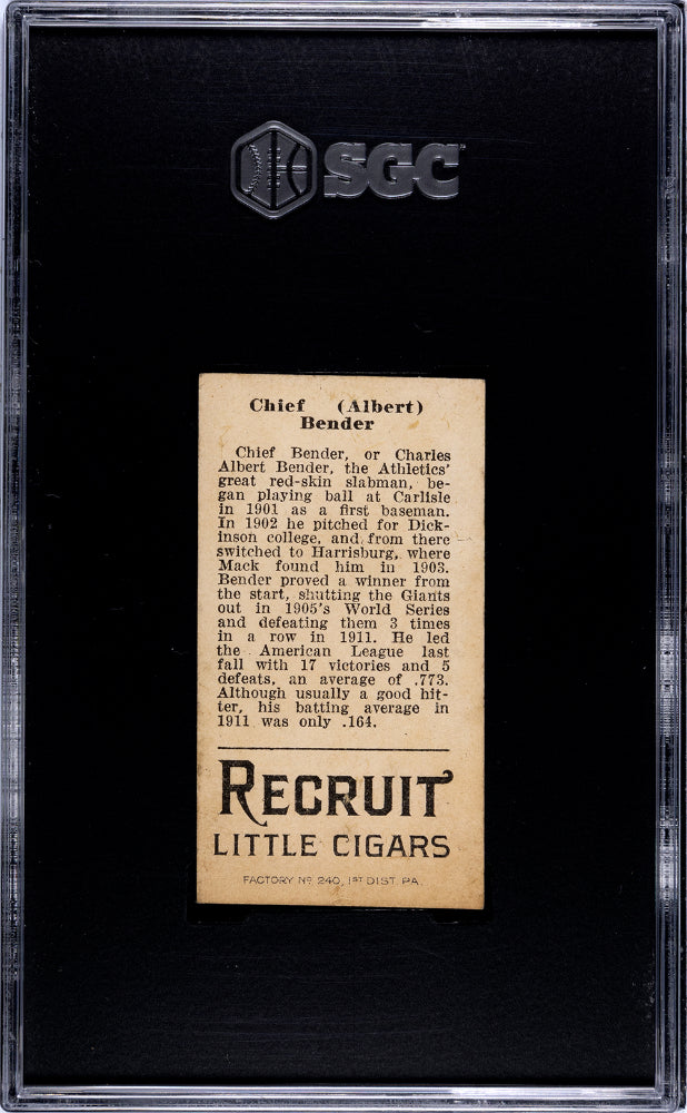 1912 Recruit Little Cigars (T207) Chief Bender SGC 3