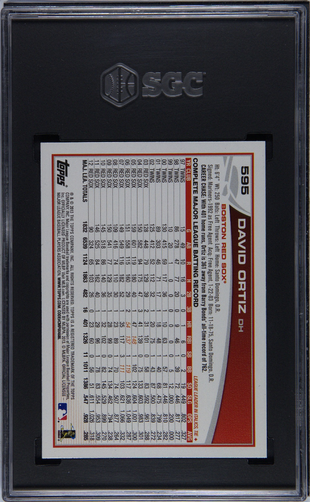 2013 Topps David Ortiz #595 American Flag Boston Strong SGC 9
