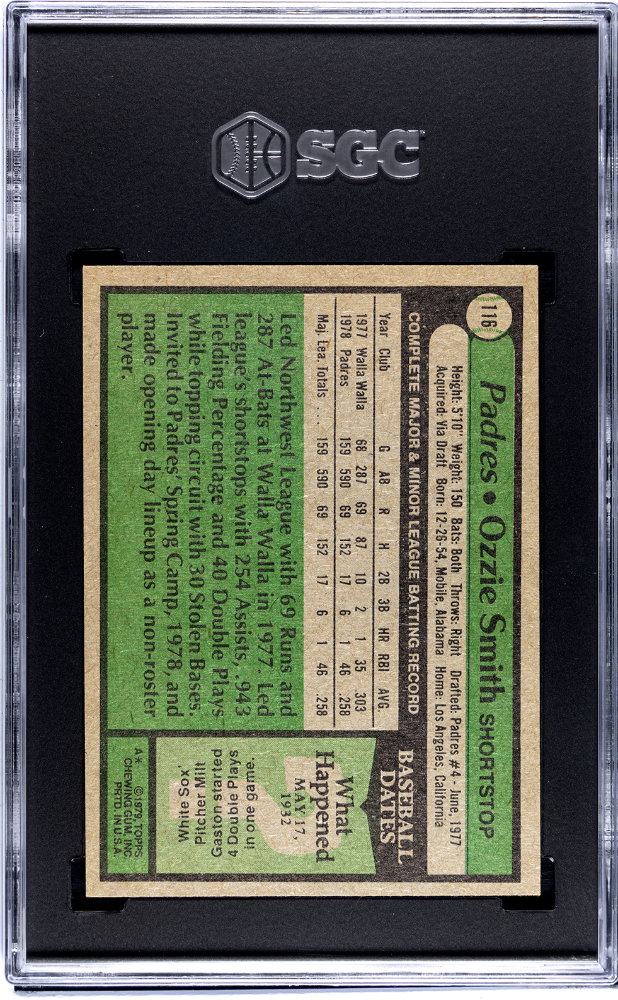 1979 Topps Ozzie Smith #116 SGC 6