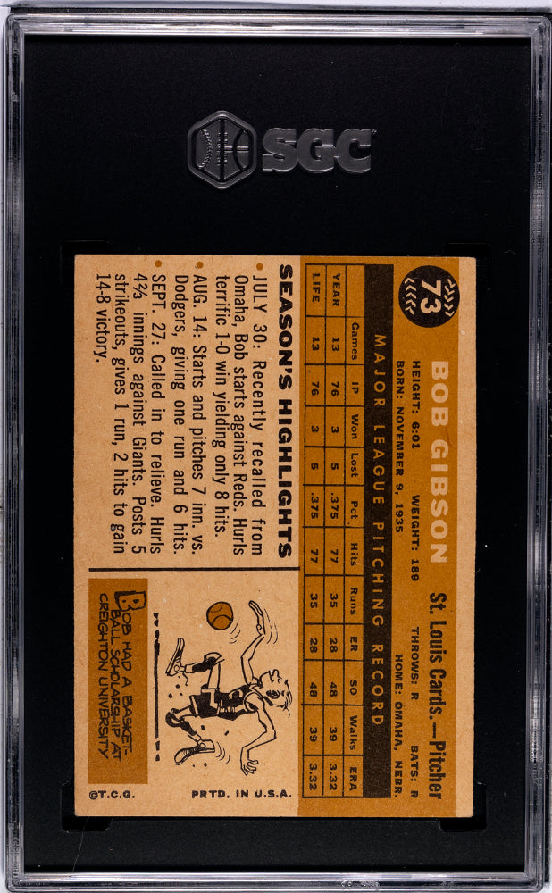 1960 Topps Bob Gibson #73 SGC 4