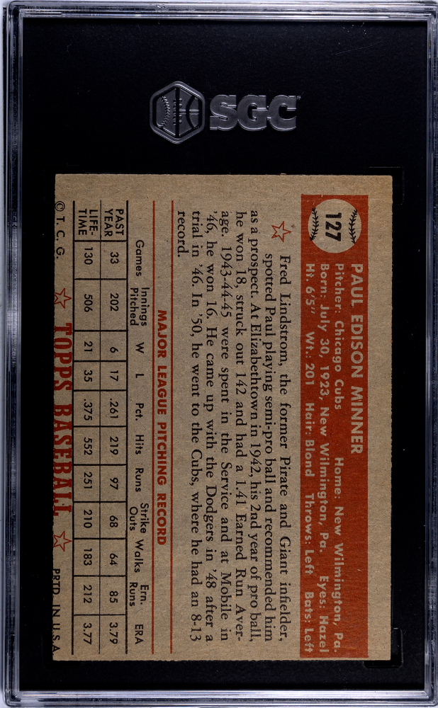 1952 Topps Paul Minner #127 SGC 4