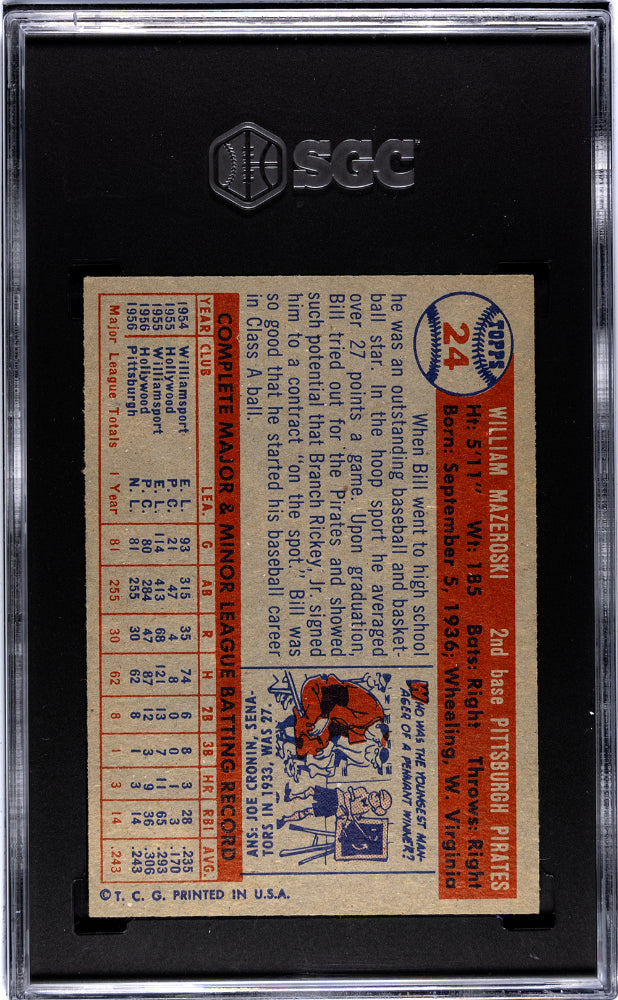 1957 Topps Bill Mazeroski #24 SGC 6