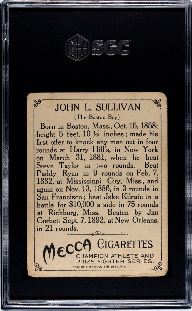 1910 Mecca Cigarettes (T220) John L. Sullivan SGC 2.5