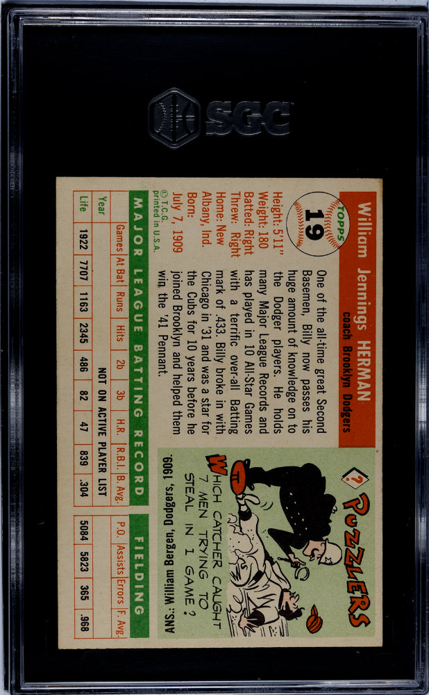 1955 Topps Billy Herman #19 SGC 4.5