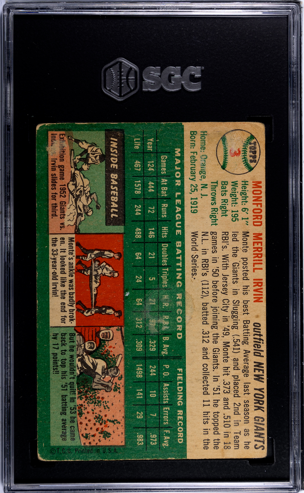 1954 Topps Monte Irvin #3 SGC 1