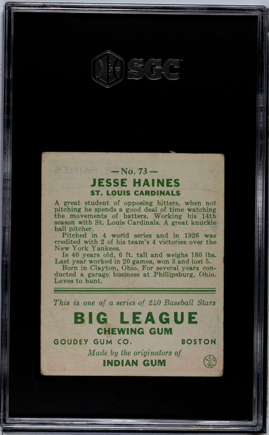 1933 Goudey Jesse Haines #73 SGC 4