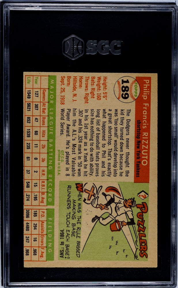1955 Topps Phil Rizzuto #189 SGC 2.5
