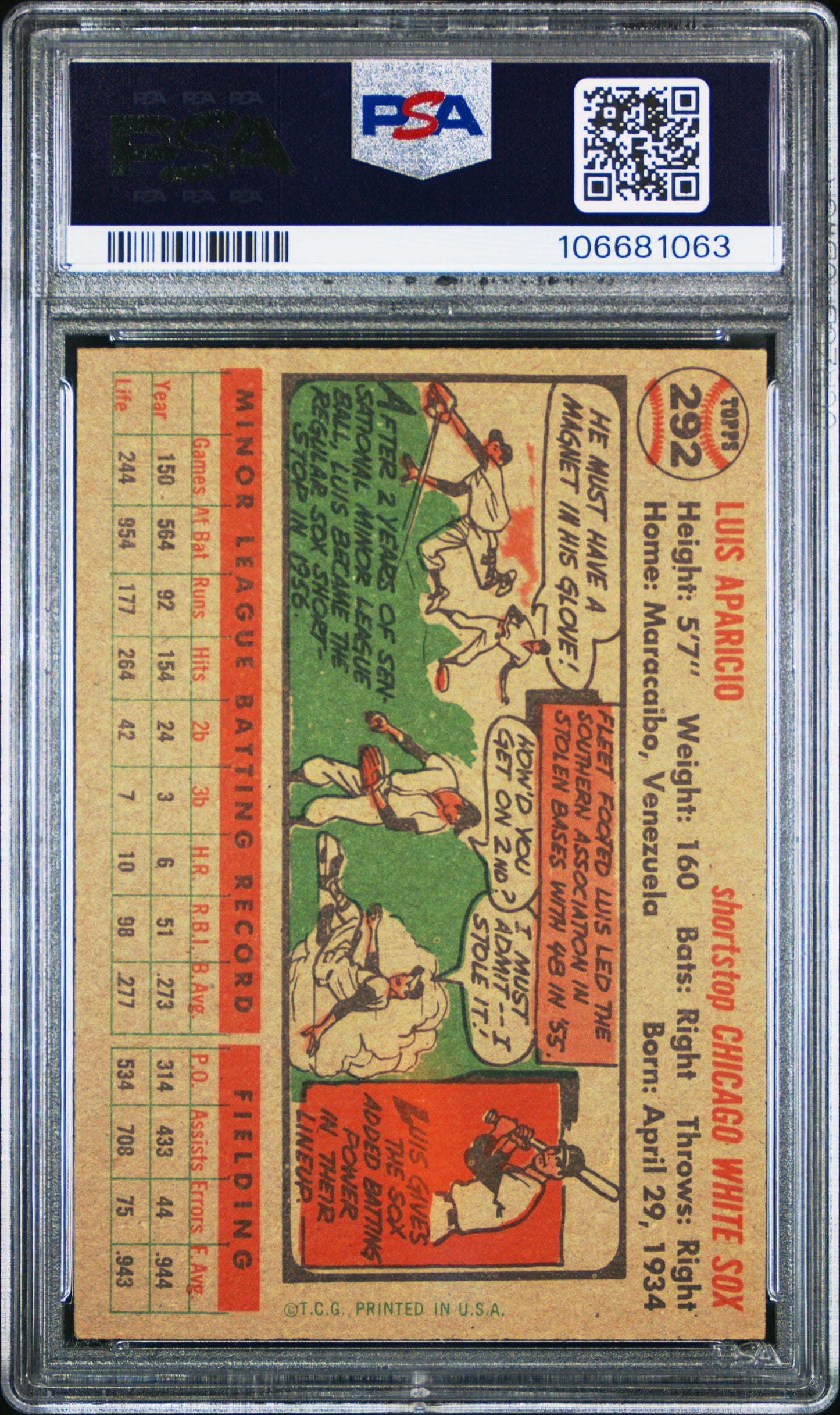 1956 Topps Luis Aparicio #292 PSA 6