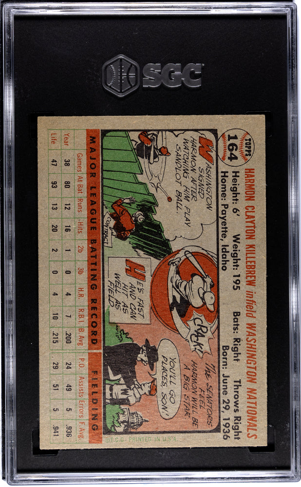 1956 Topps Harmon Killebrew #164 Gray Back SGC 4.5