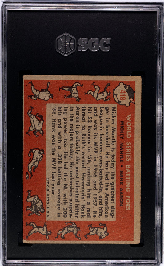 1958 Topps W. S. Batting Foes #418 SGC 3